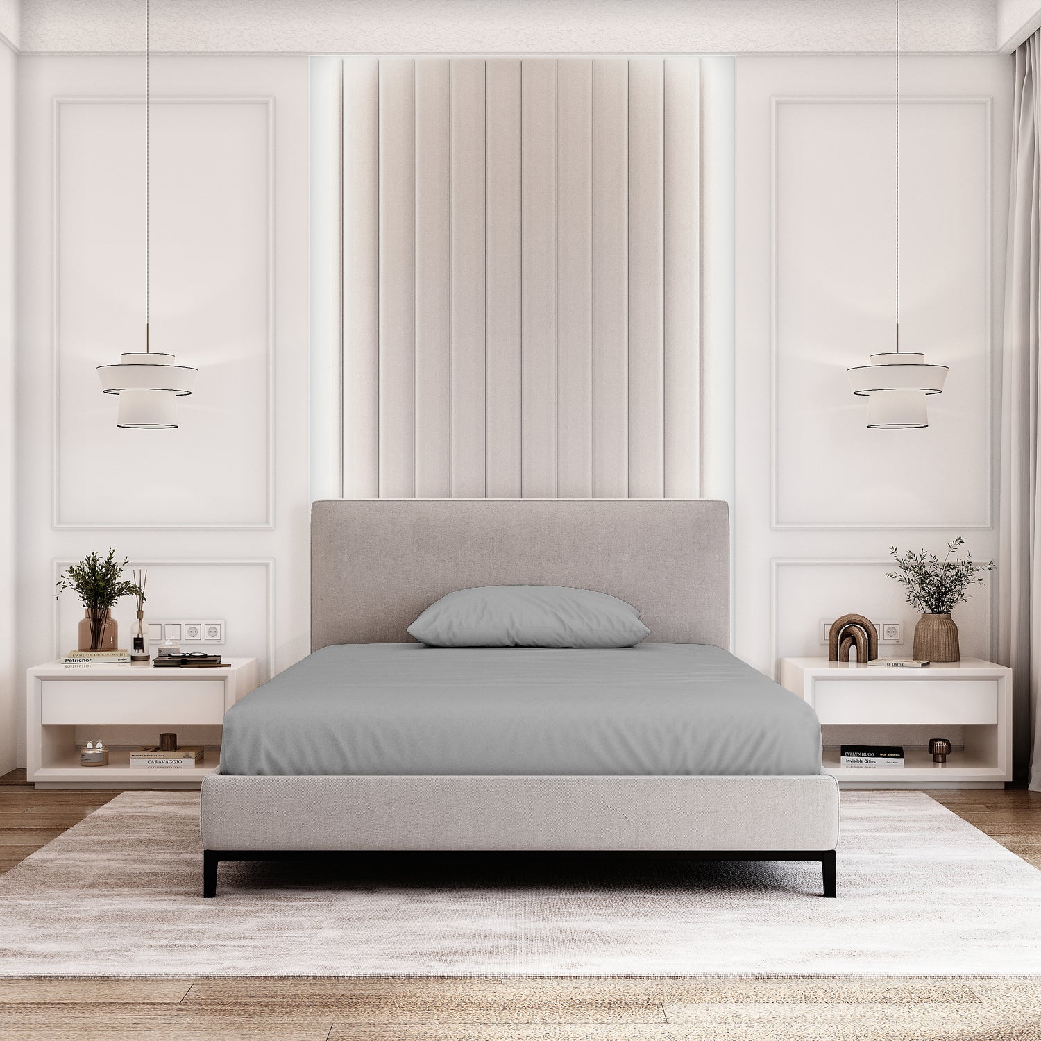 Organic Cotton Full Fitted Sheet Set - Gray - Natemia