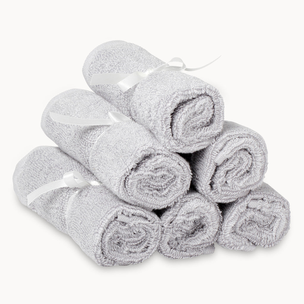 Ultra Soft Bamboo Washcloths in Grey - 6 Pack - Natemia