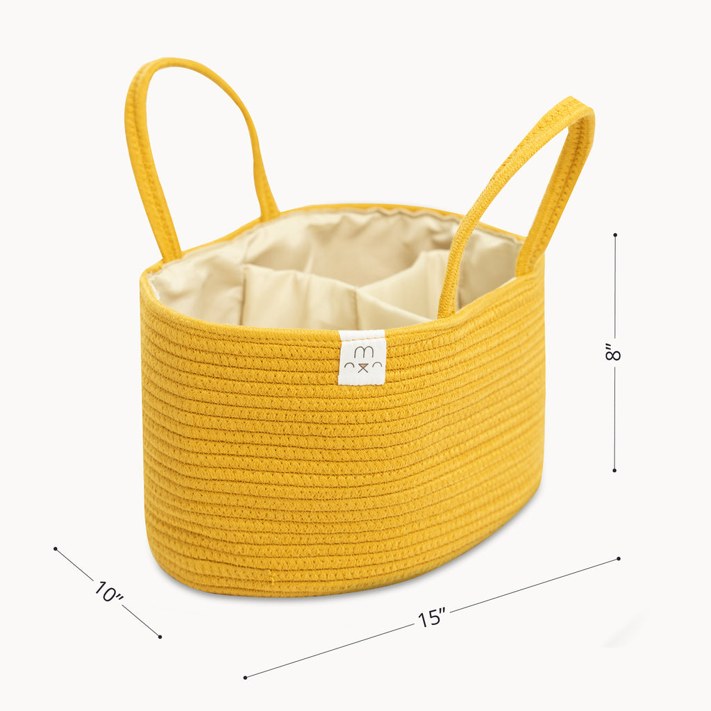 Cotton Rope Diaper Caddy Organizer in Harvest Gold - Natemia