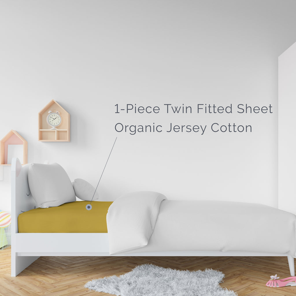 Organic Cotton Fitted Twin Sheet - Harvest Gold - Natemia
