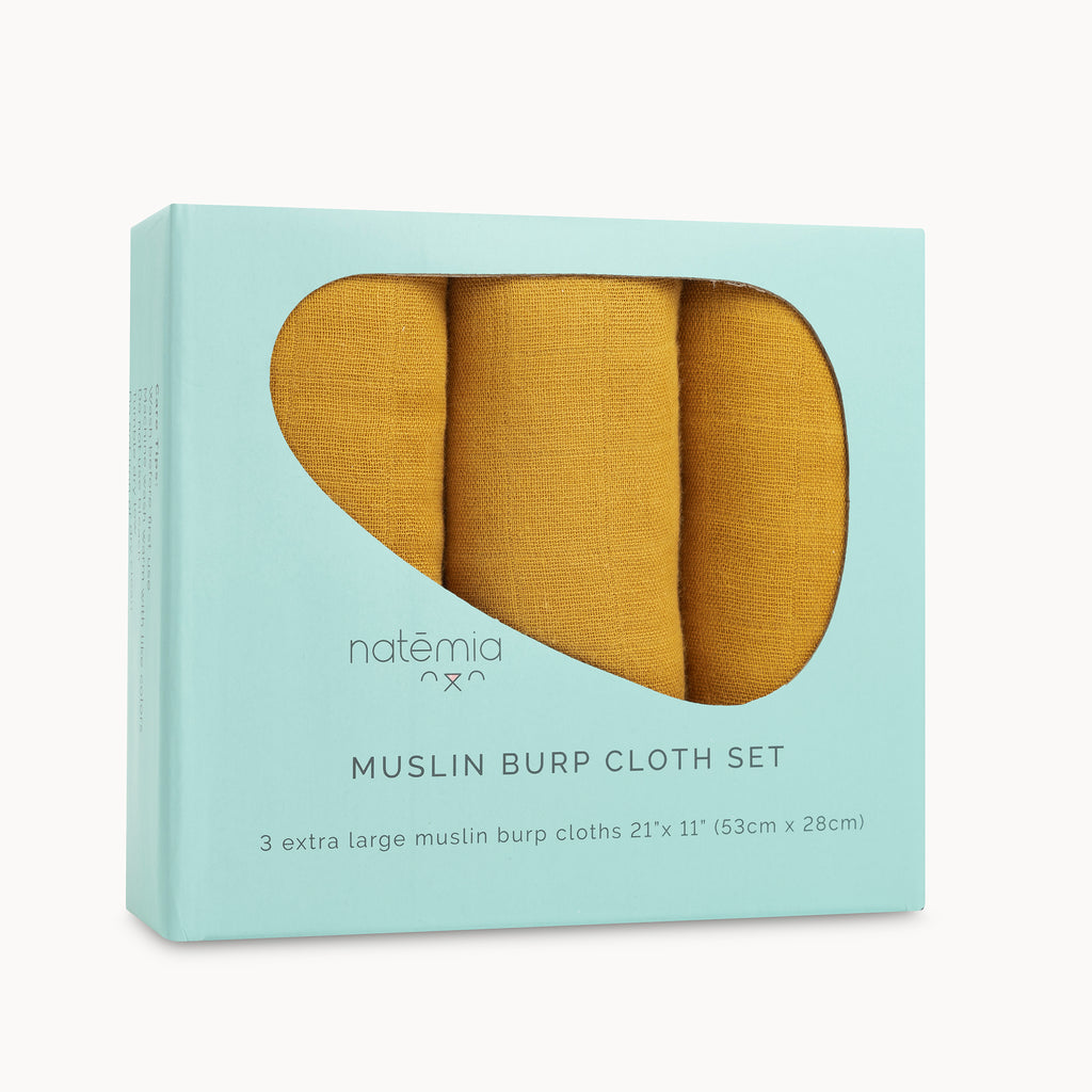 Ultra Soft Muslin Bamboo Burp Cloths - 3 Pack - Natemia