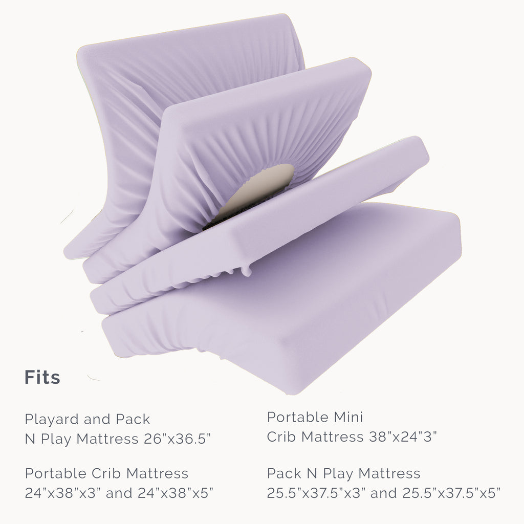 Organic Cotton Playard/ Pack and Play/ Mini Crib Fitted Sheet - Lilac - Natemia