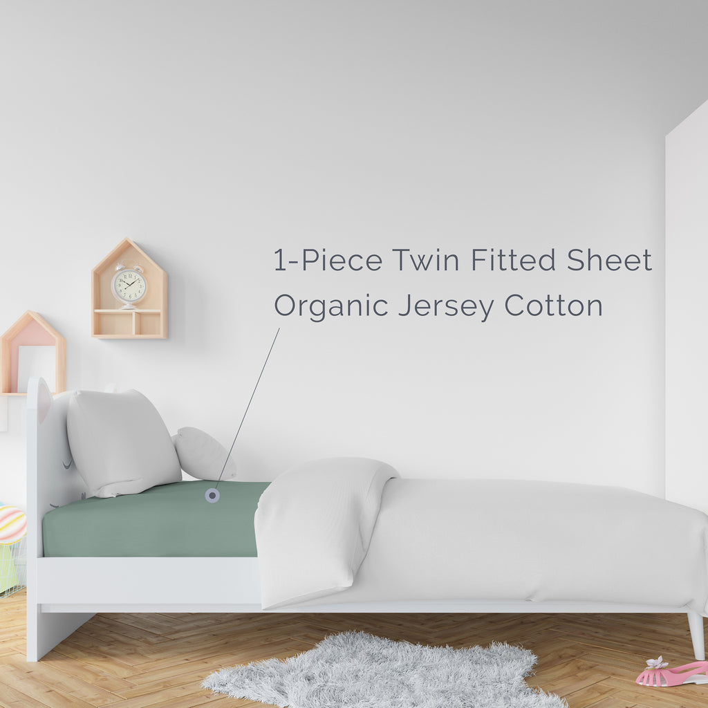 Organic Cotton Fitted Twin Sheet - Lily Pad - Natemia