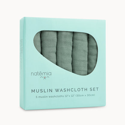 Ultra Soft Muslin Bamboo Washcloths- 5 Pack - Natemia