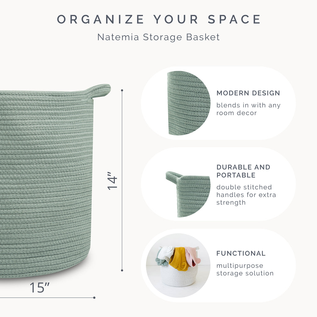 Cotton Rope Storage Basket in Lily Pad - Natemia