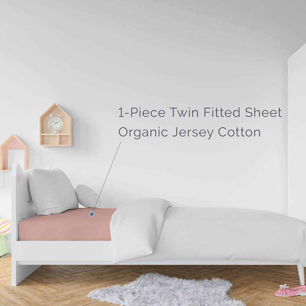 Organic Cotton Fitted Twin Sheet - Misty Rose - Natemia