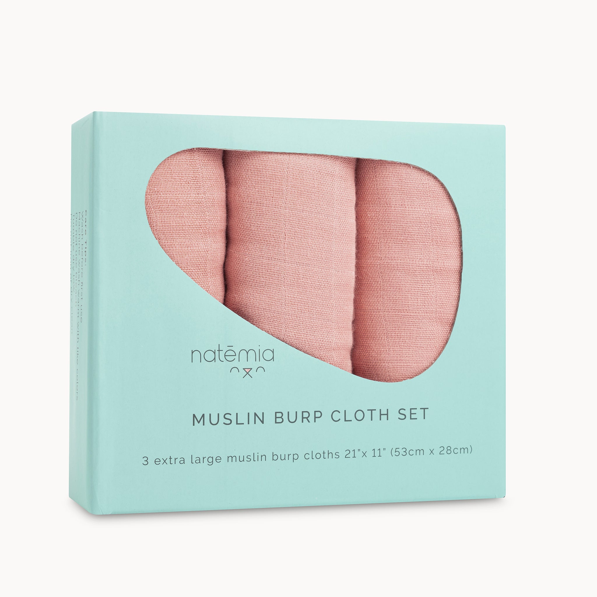 Ultra Soft Muslin Burp Cloths - Misty Rose - 3 Pack – Natemia