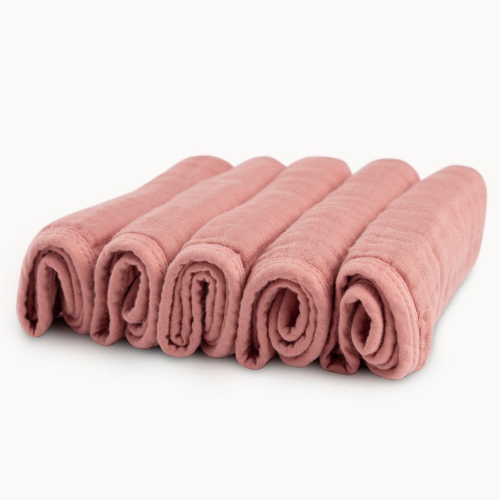 Ultra Soft Muslin Bamboo Washcloths- 5 Pack - Natemia