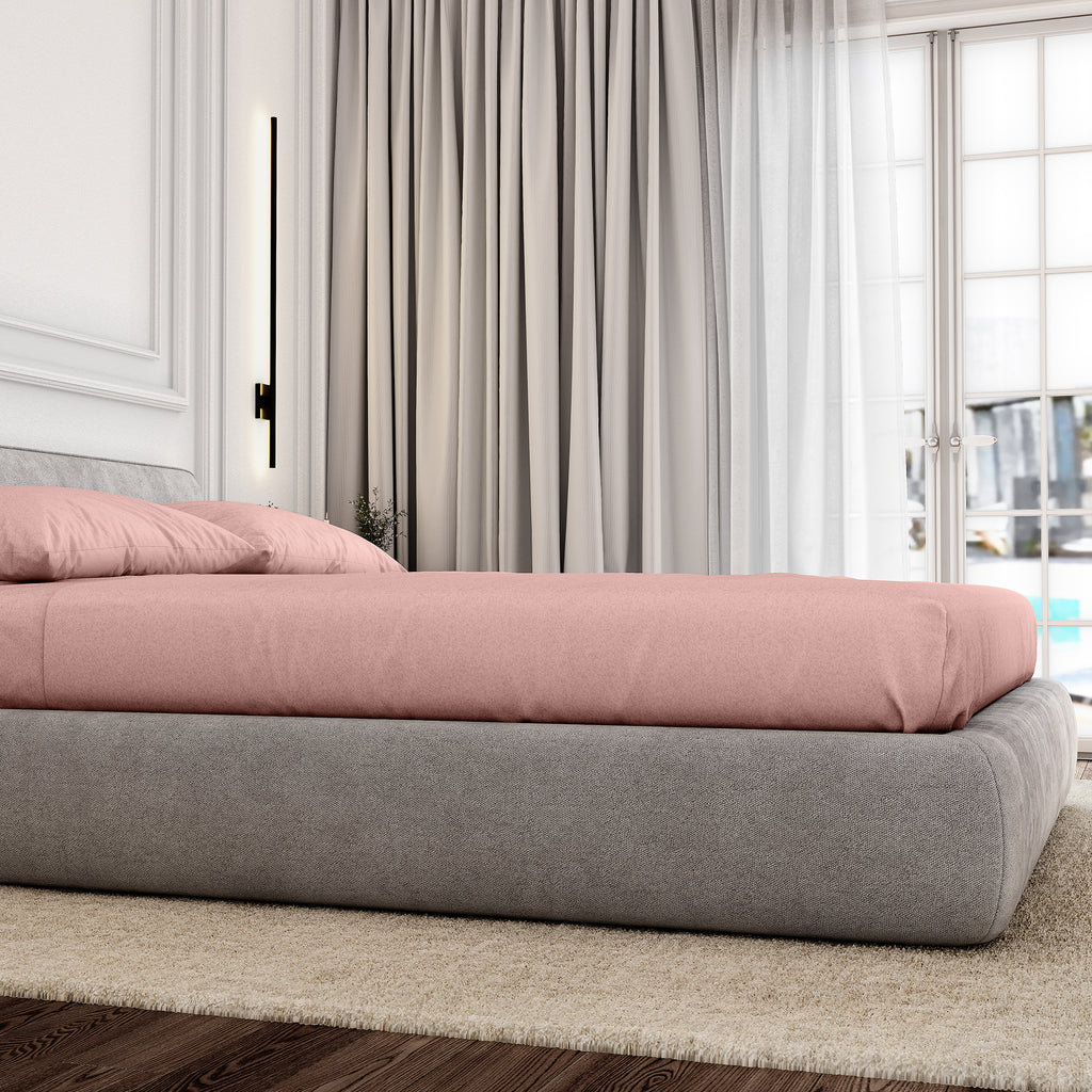 Organic Cotton Queen Fitted Sheet Set - Misty Rose - Natemia