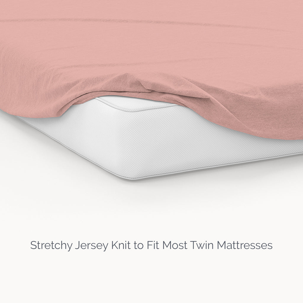 Organic Cotton Fitted Twin Sheet - Misty Rose - Natemia