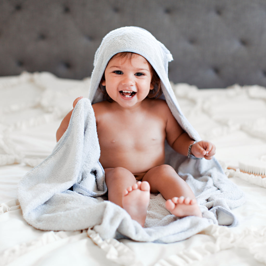 Bamboo Baby Bath Hooded Towel in Grey - Natemia