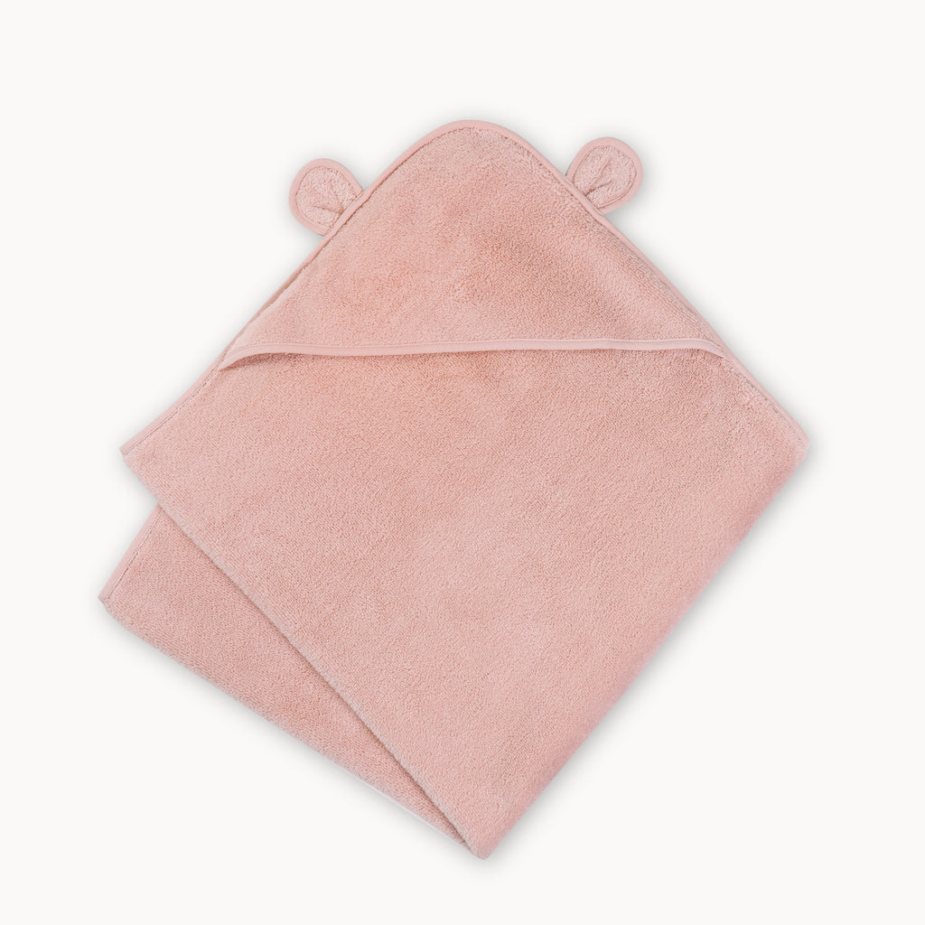 Organic Cotton Hooded Towel for Babies and Toddlers in Blush - Natemia