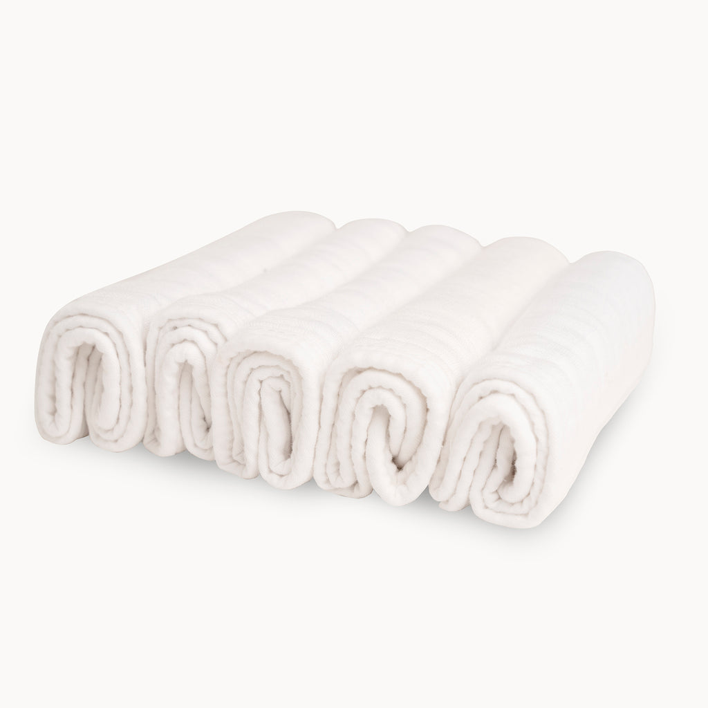Ultra Soft Muslin Bamboo Washcloths- 5 Pack - Natemia