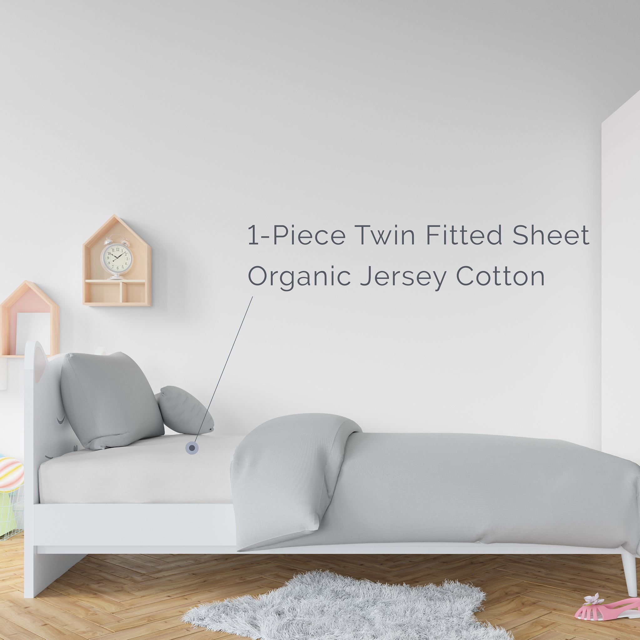 Organic Cotton Fitted Twin Sheet - White - Natemia