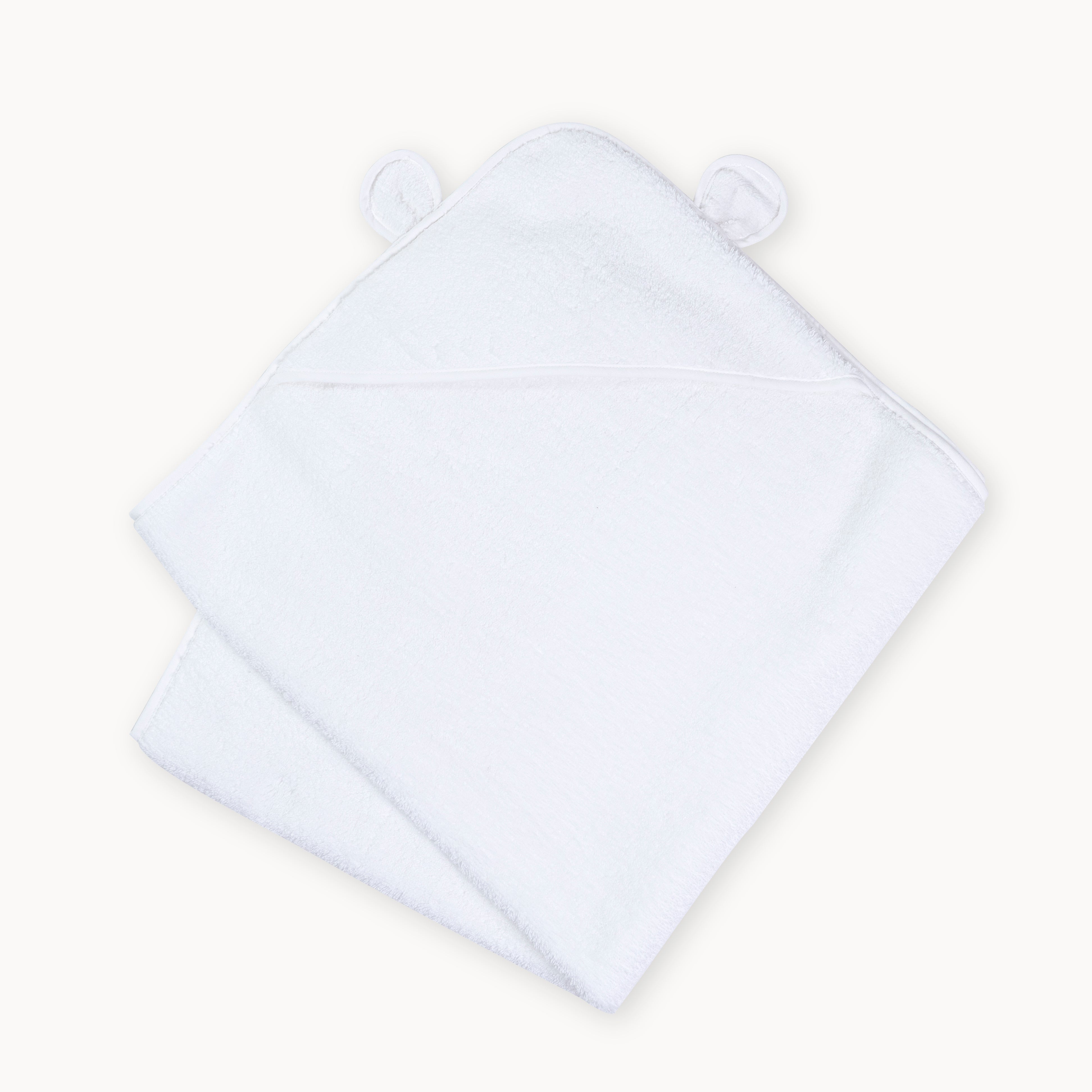 Organic Cotton Hooded Towel for Babies and Toddlers in White - Natemia