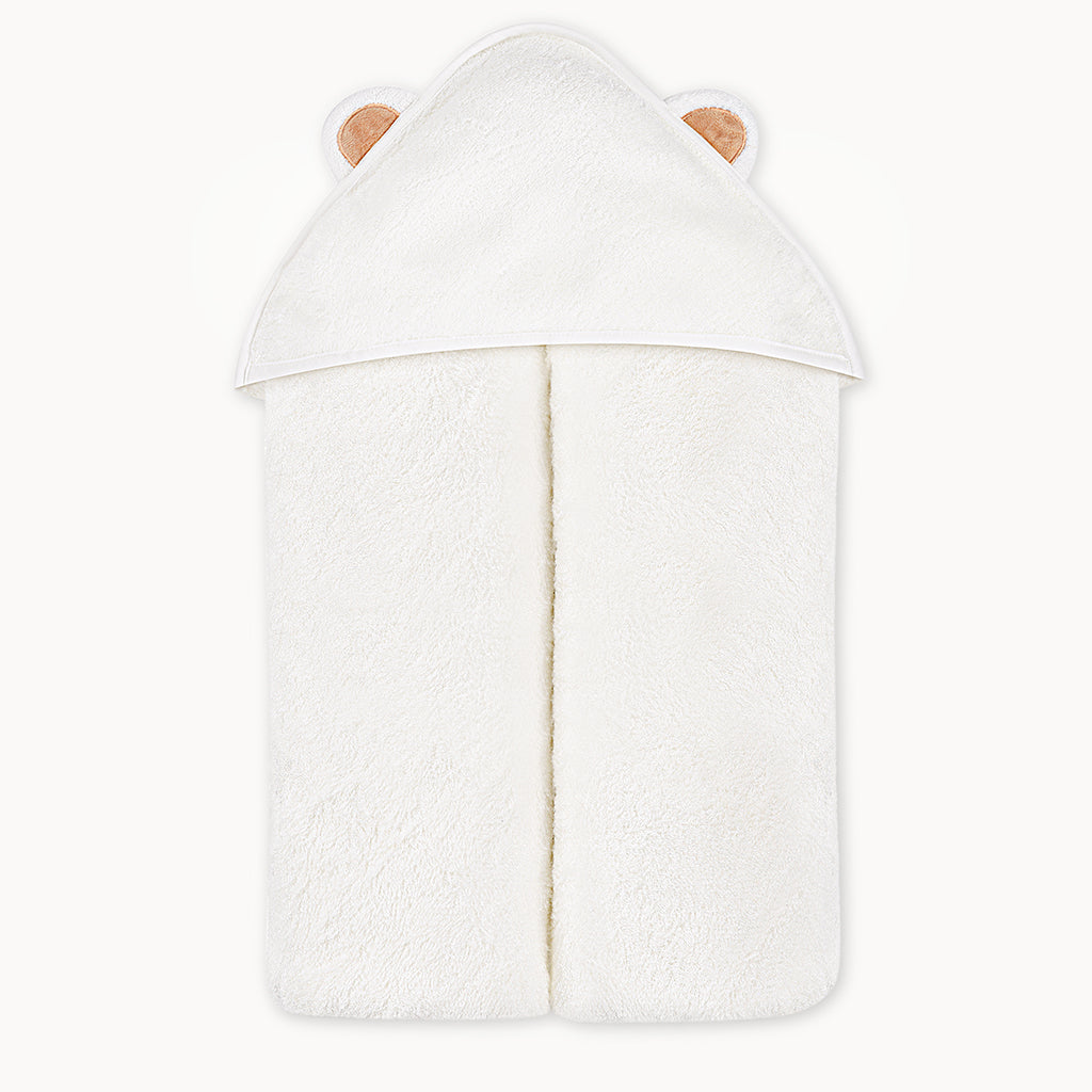 Bamboo Baby Bath Hooded Towel in White - Natemia