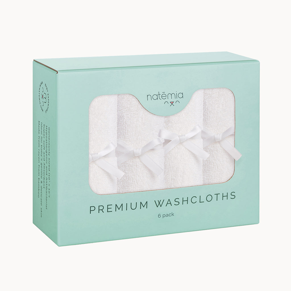 Ultra Soft Bamboo Washcloths in White - 6 Pack - Natemia